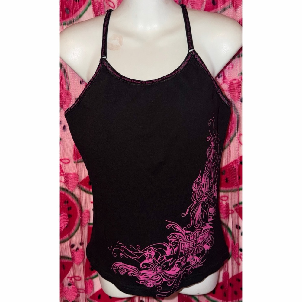 🩷🖤 Y2K Harley-Davidson Camisole with Graphic Design